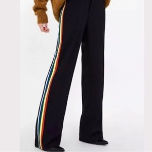 ZARA Rainbow Striped Wide-Leg Pants
